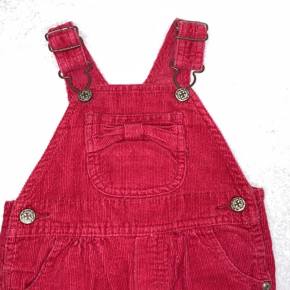 Vintage red sparkle corduroy embroidered flower overalls 9m - Picture 2 of 10